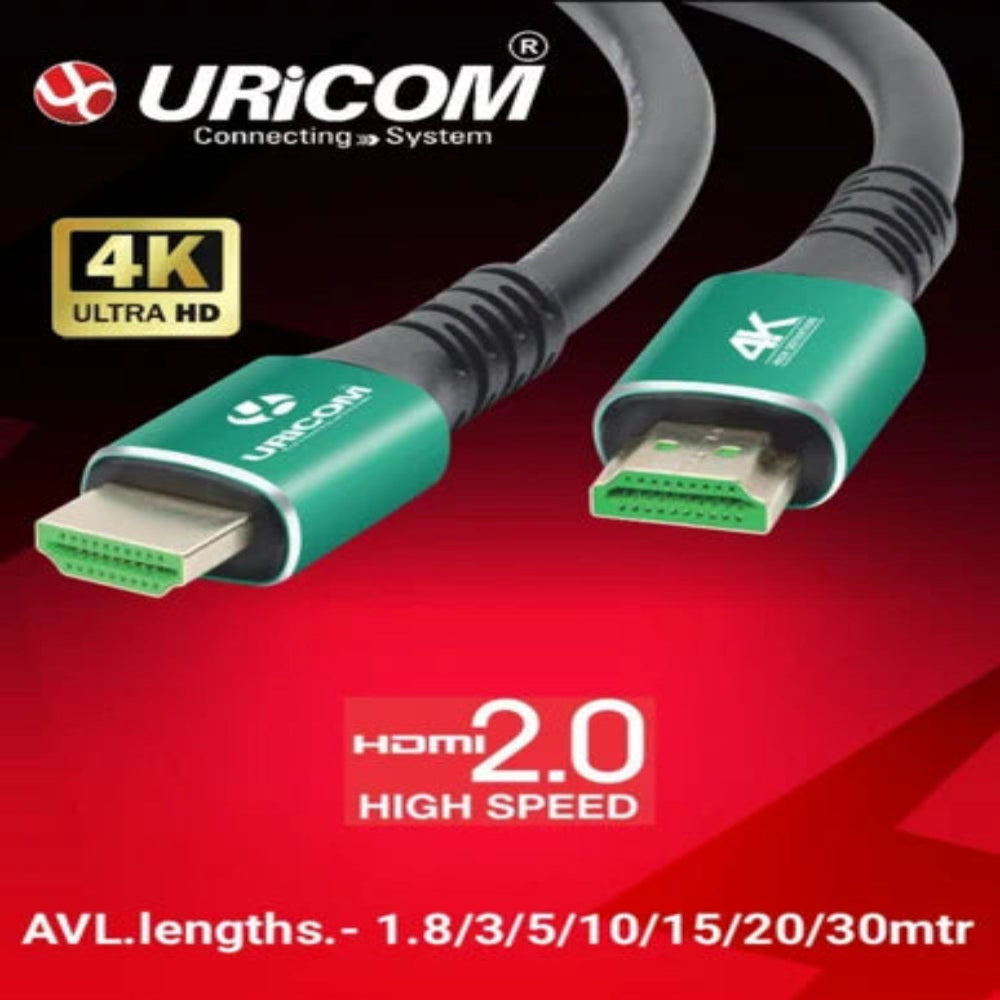 Uricom HDMI Cable 2.0 4K@60Hz 18 GBPS (1.8 to 30 Meter)