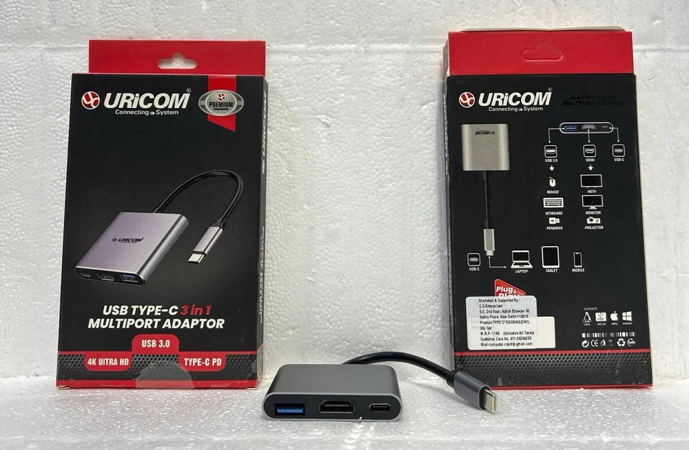 URICOM TYPE C TO VGA CONVERTER  SUPPORT 1080P HIGH QUALITY  COMPATIBILITY WITH MAC/WINDOW